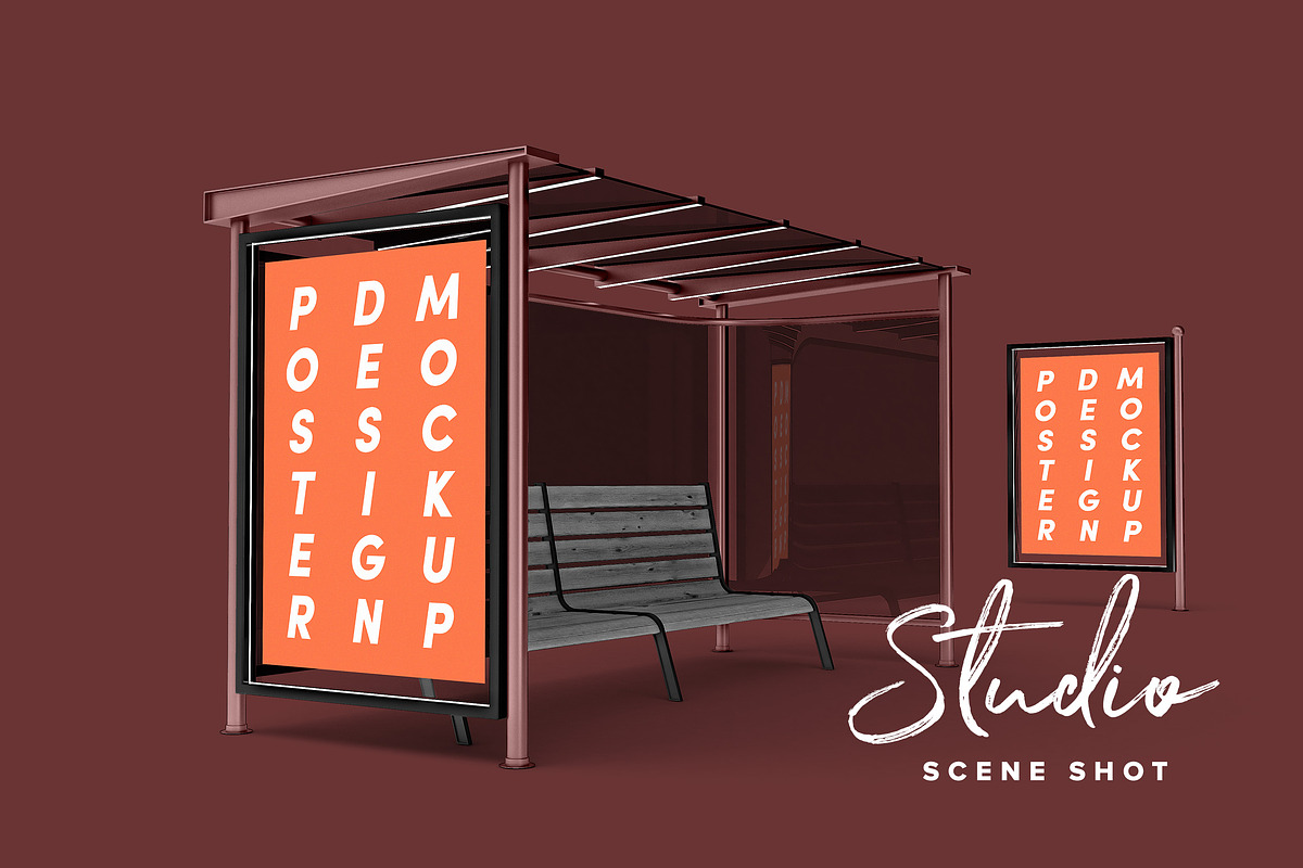 Poster Design Mockup (Bus Stop), a Print Template by illustrated (Photo 4 of 14)