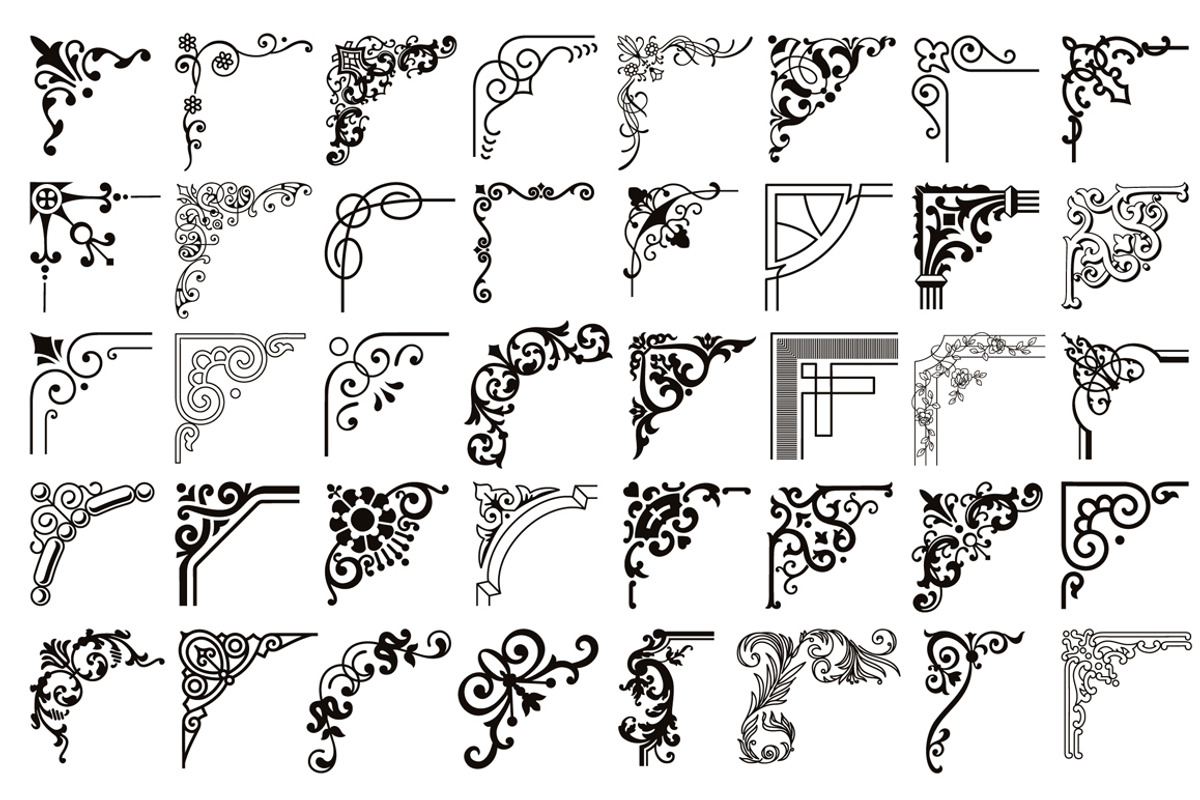 Vector Vintage Corners, Set #4, an Object Graphic by Digiselector Design Goods (Photo 2 of 2)