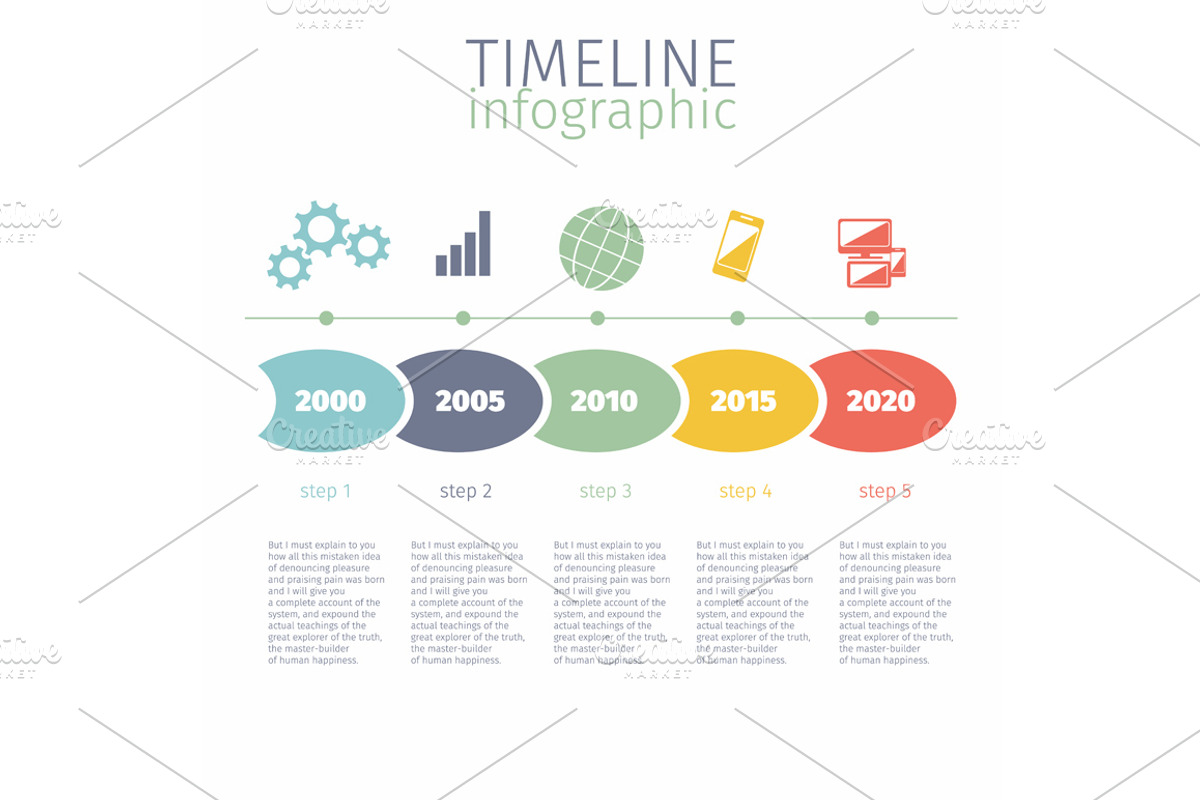 Set timeline infographic with, a Graphic by robuart