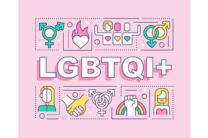 LGBTQI Word Concepts Pink Banner