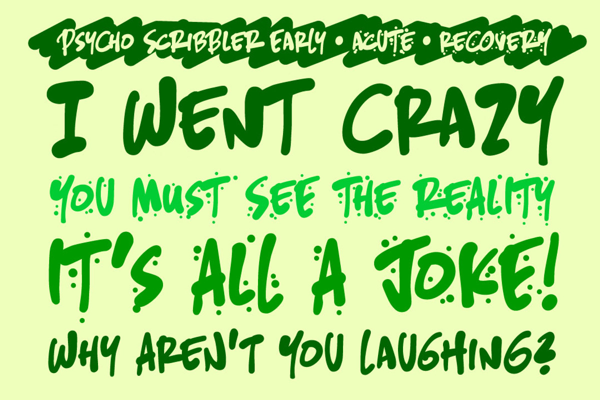 Psycho Scribbler - insane inky font, a Handwritten Font by Comicraft Fonts (Photo 2 of 5)