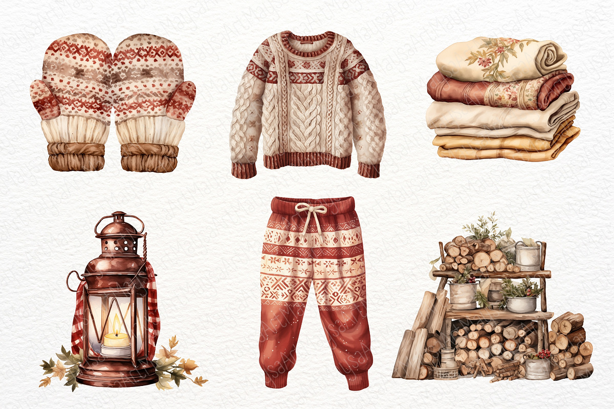 Cozy Winter Watercolor Clipart, a Decorative Illustration by Maysa Art (Photo 4 of 6)