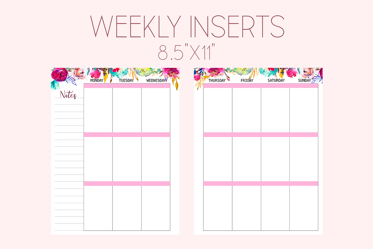 Weekly Planner Inserts 8.5x11 Purple, a Stationery Template by EasyLifePlanners (Photo 2 of 3)
