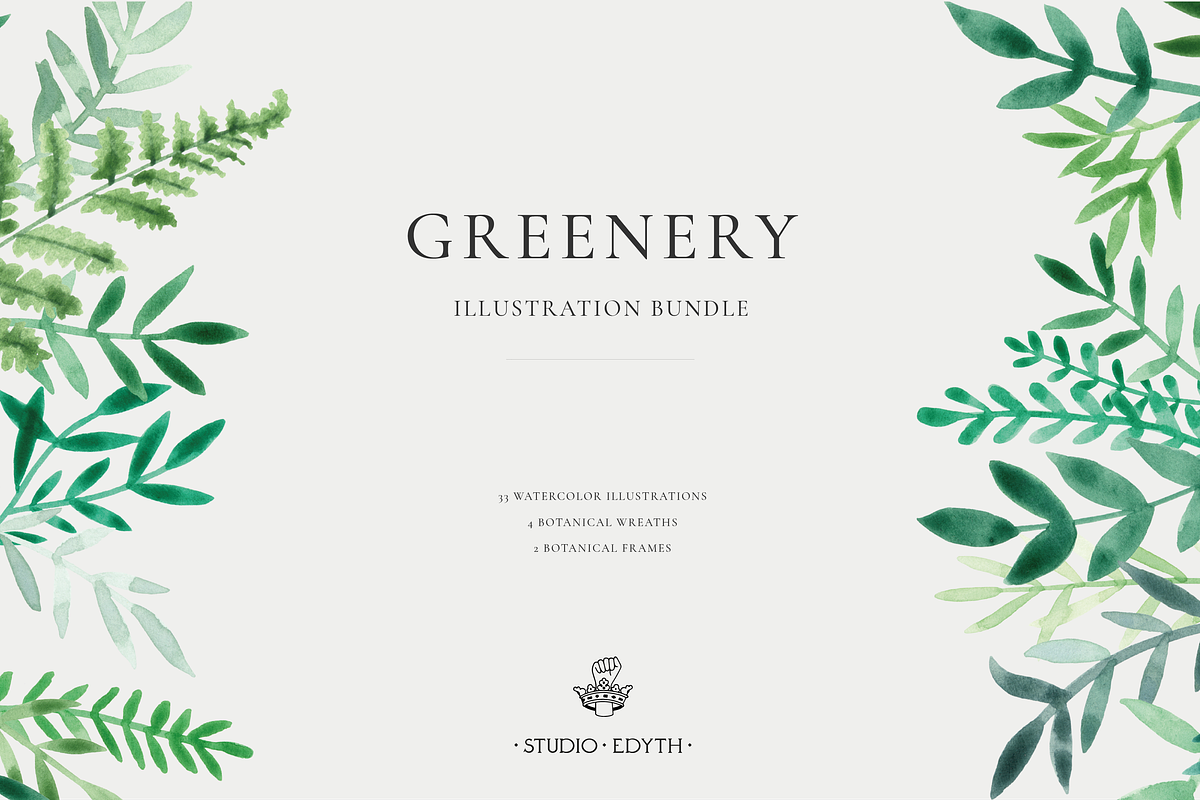 Watercolor Greenery Bundle, an Illustration by Studio Edyth (Photo 1 of 4)