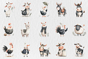Watercolor Funny Farm Animal Clipart, a Seasonal Illustration by Rose Art (Thumbnail 2 of 7)