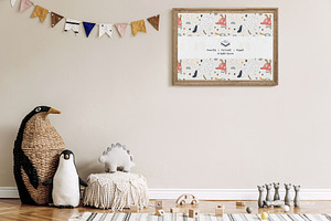 Landscape Frame In Baby Room Mock-up