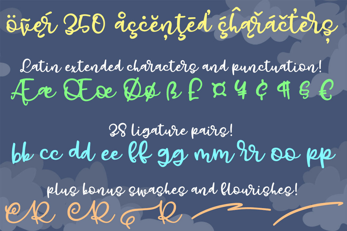 Gray Skies: handwritten script font preview 6