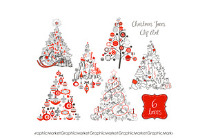 Christmas Tree Retro Clip Art
