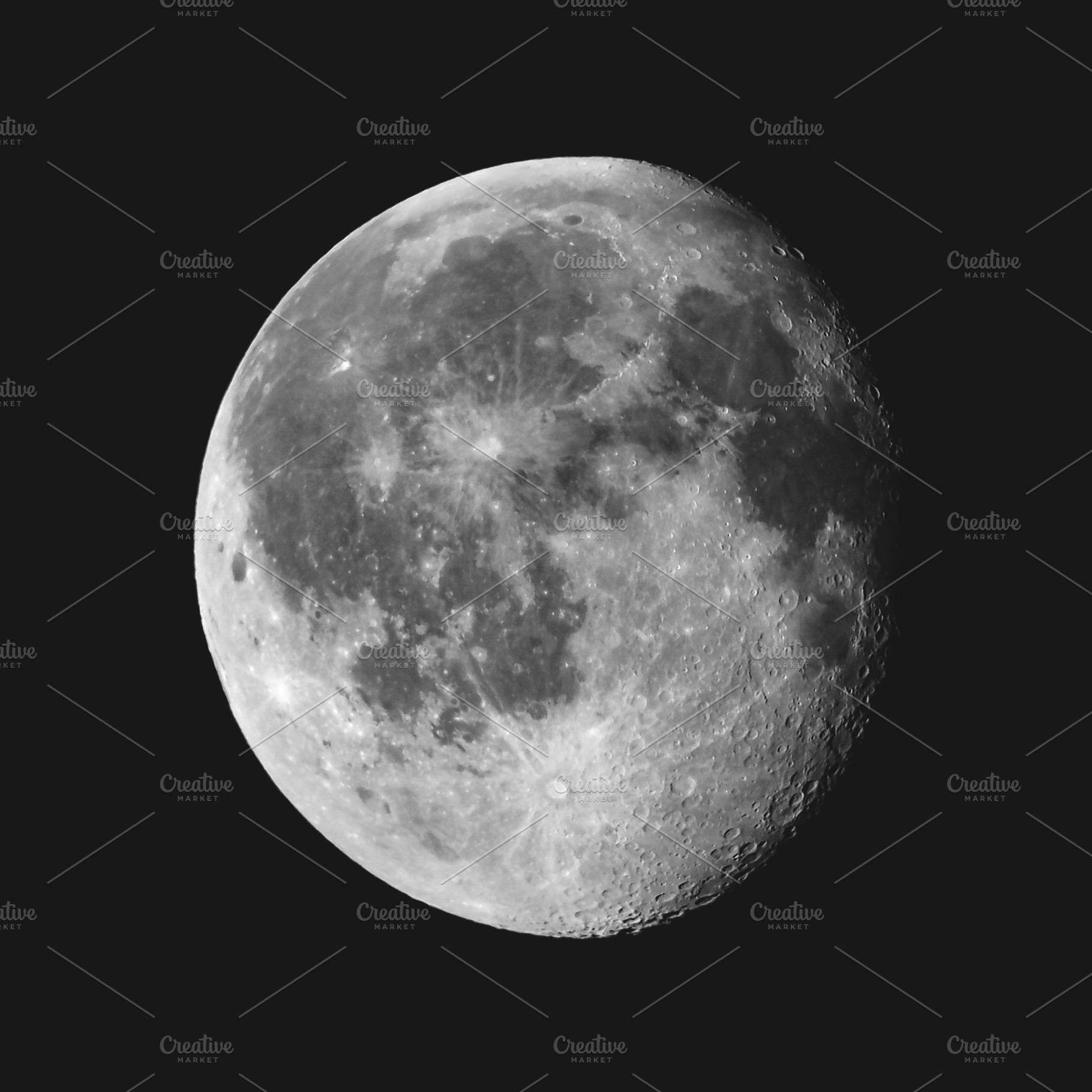 Gibbous moon seen with a telescope, a Photo by WorldOfPhotos