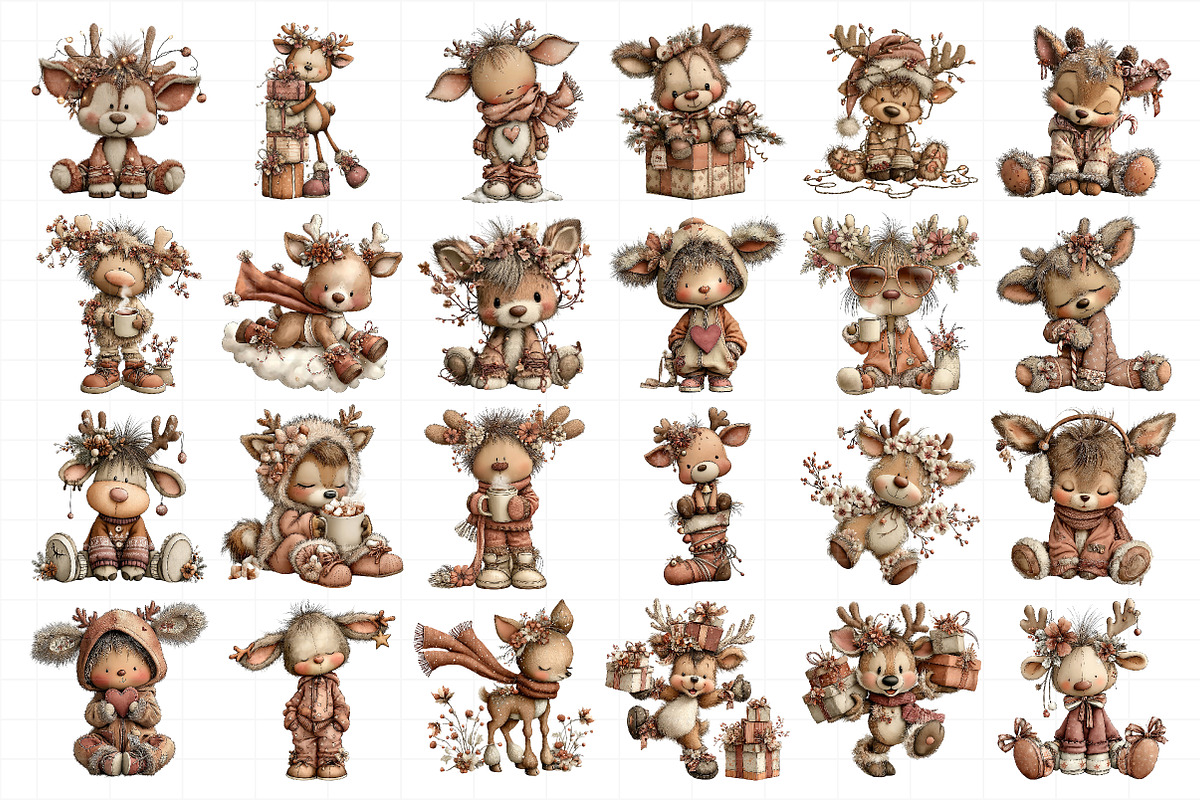 Quirky Christmas Reindeer Clipart, an Illustration by Daily.Designs (Photo 4 of 5)