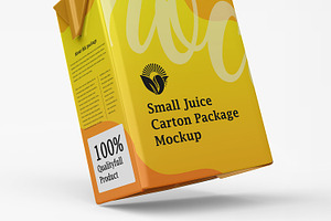 Small Juice Carton With Straw Mockup