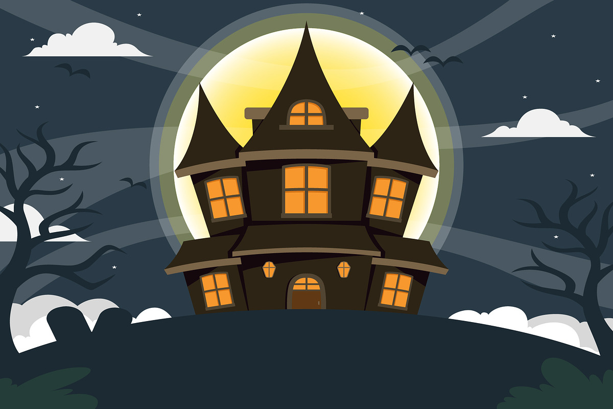 A creepy house on halloween, a Branding & Logo Template by Nocte Studio