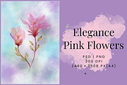 Elegance Pink Flowers | Digital Art, a Decorative Illustration by AMMi (Thumbnail 1 of 3)