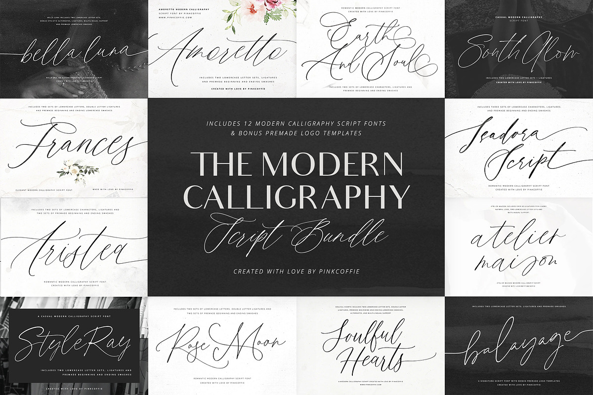 The Modern Calligraphy Script Bundle, a Script Font by Pink Coffie (Photo 1 of 26)