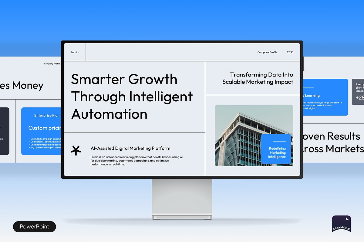 AI SaaS Company Profile, a Presentation Template by Claymoon Lab (Photo 1 of 7)