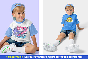 Realistic Kids Boy T-Shirt Mockups