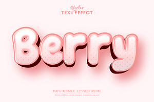 Berry Text Effect, Editable Pink