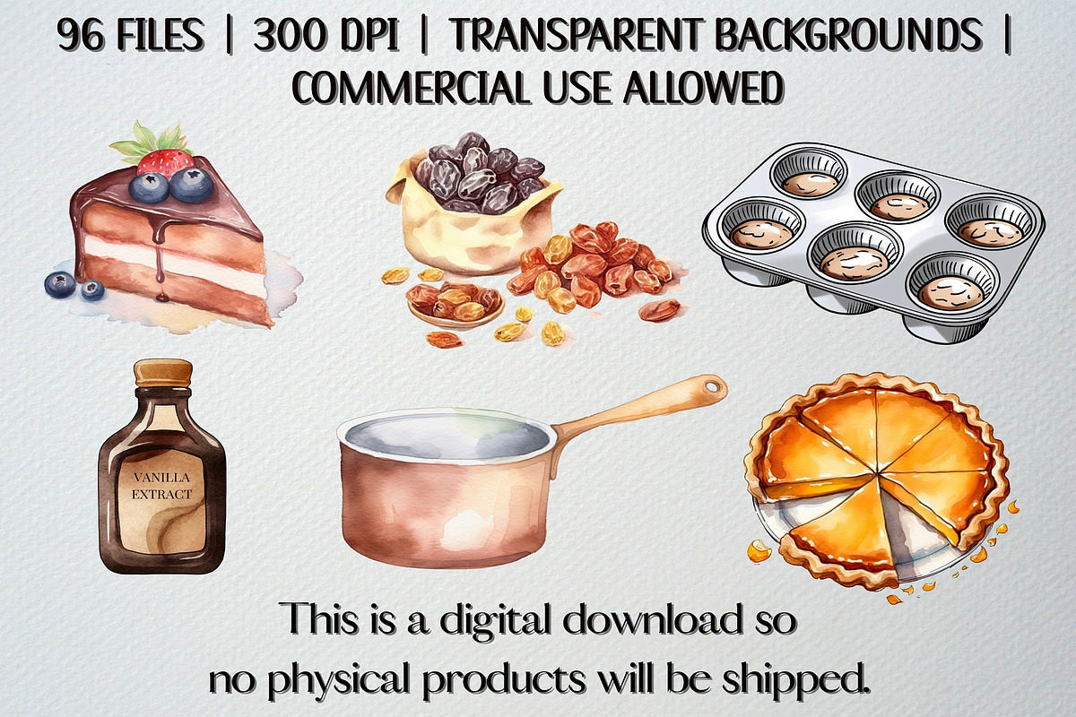 Watercolor Baking Clipart Set, a Food Illustration by CropUp Creative (Photo 7 of 7)