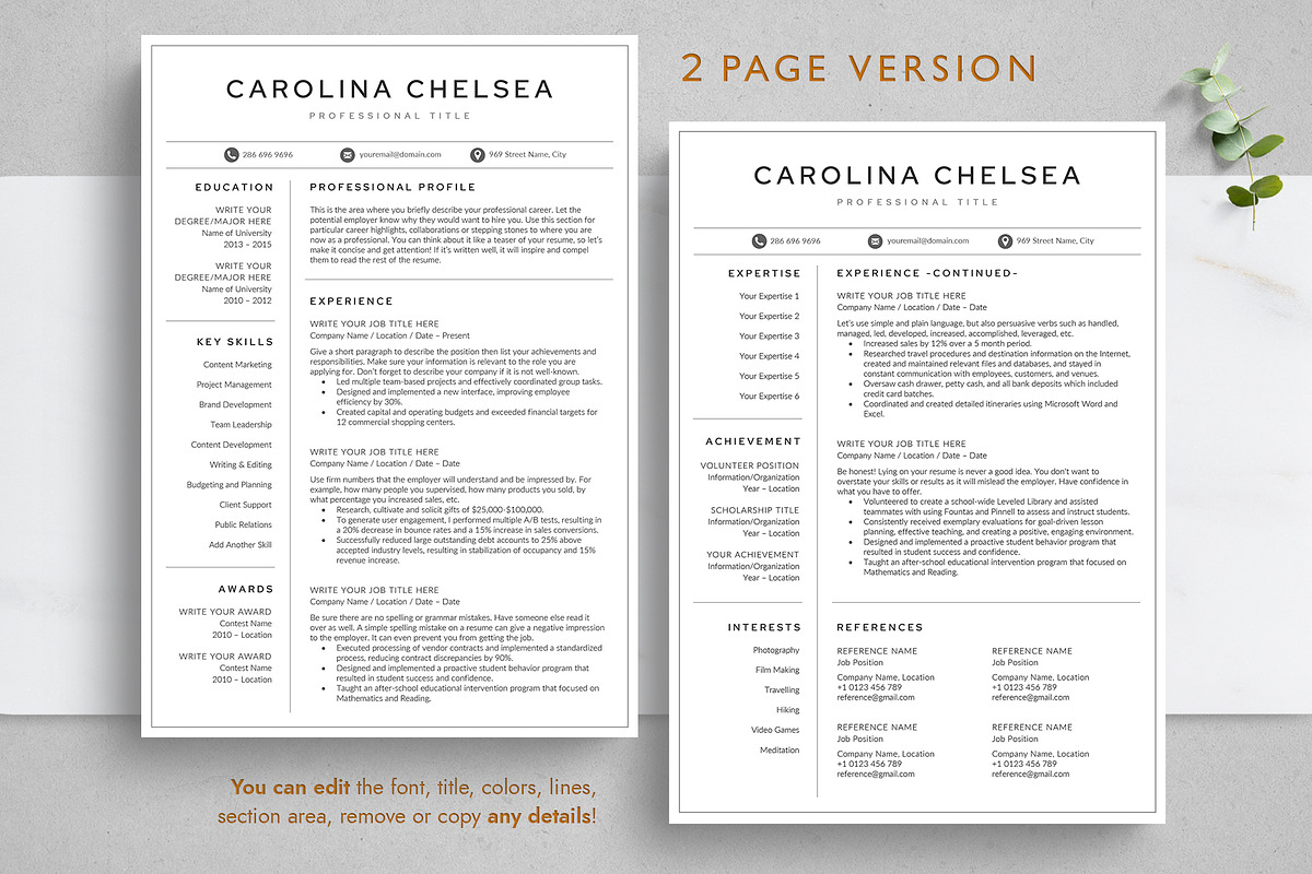 Resume/CV Template - CAROLINA, a Resume Template by TheStandOutResume (Photo 3 of 10)