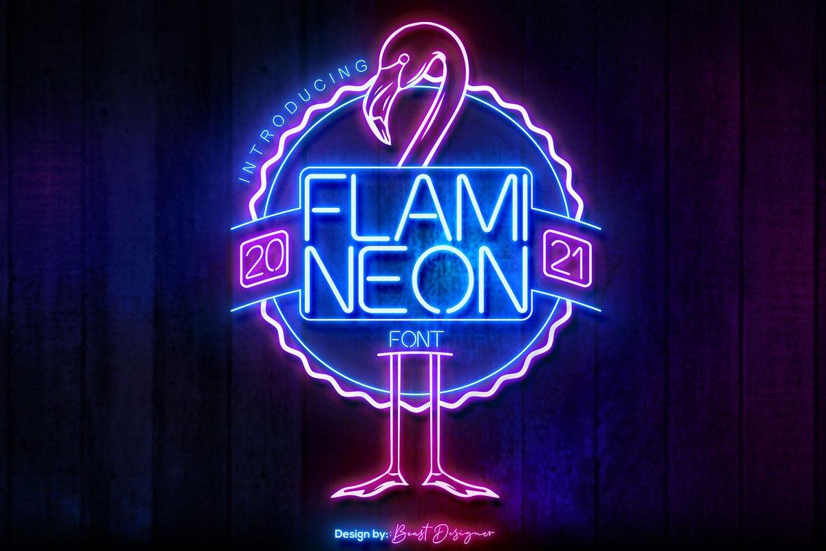 Flami Neon, a Font by Beast Designer (Photo 1 of 2)