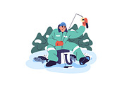Fishermen catch fish, fishing set, a Person Illustration by PaperTrident (Thumbnail 3 of 9)