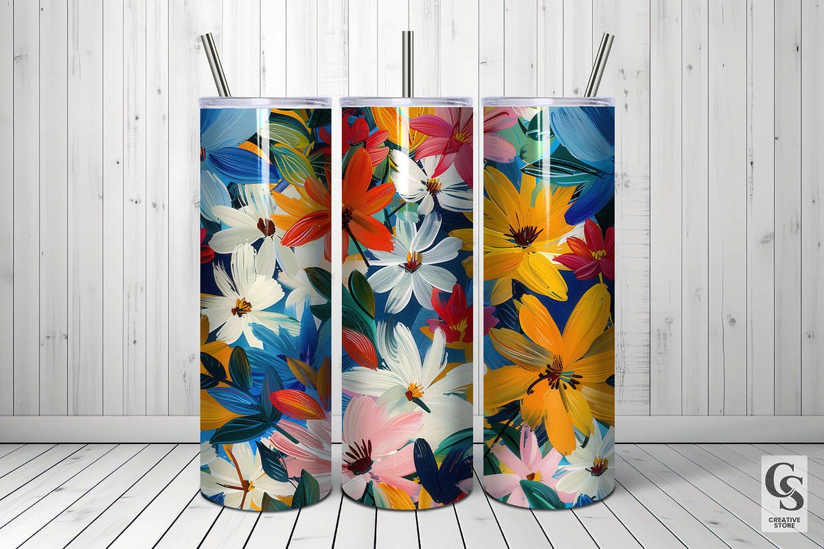 Painterly Flowers Seamless Patterns, a Pattern Graphic by Creative Store (Photo 2 of 5)