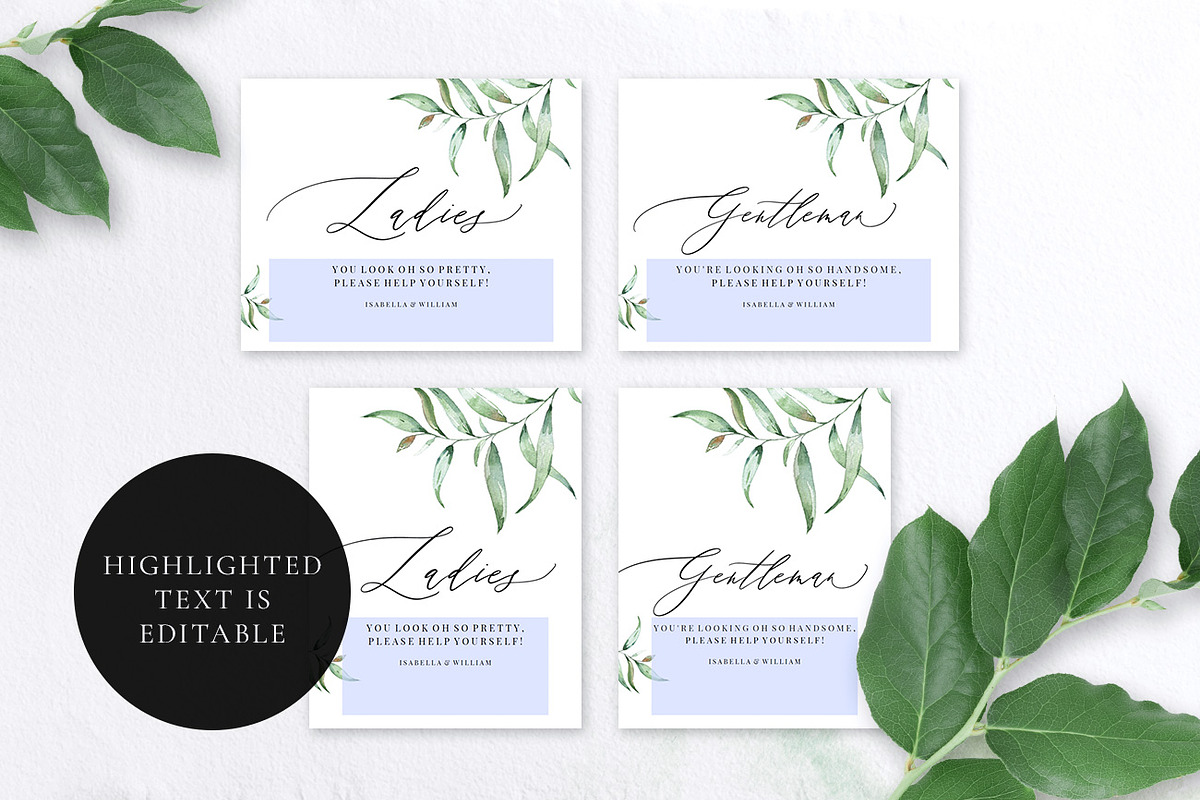 Wedding Bathroom Sign, Aurora, an Invitation Template by Alice Bluefox (Photo 6 of 7)
