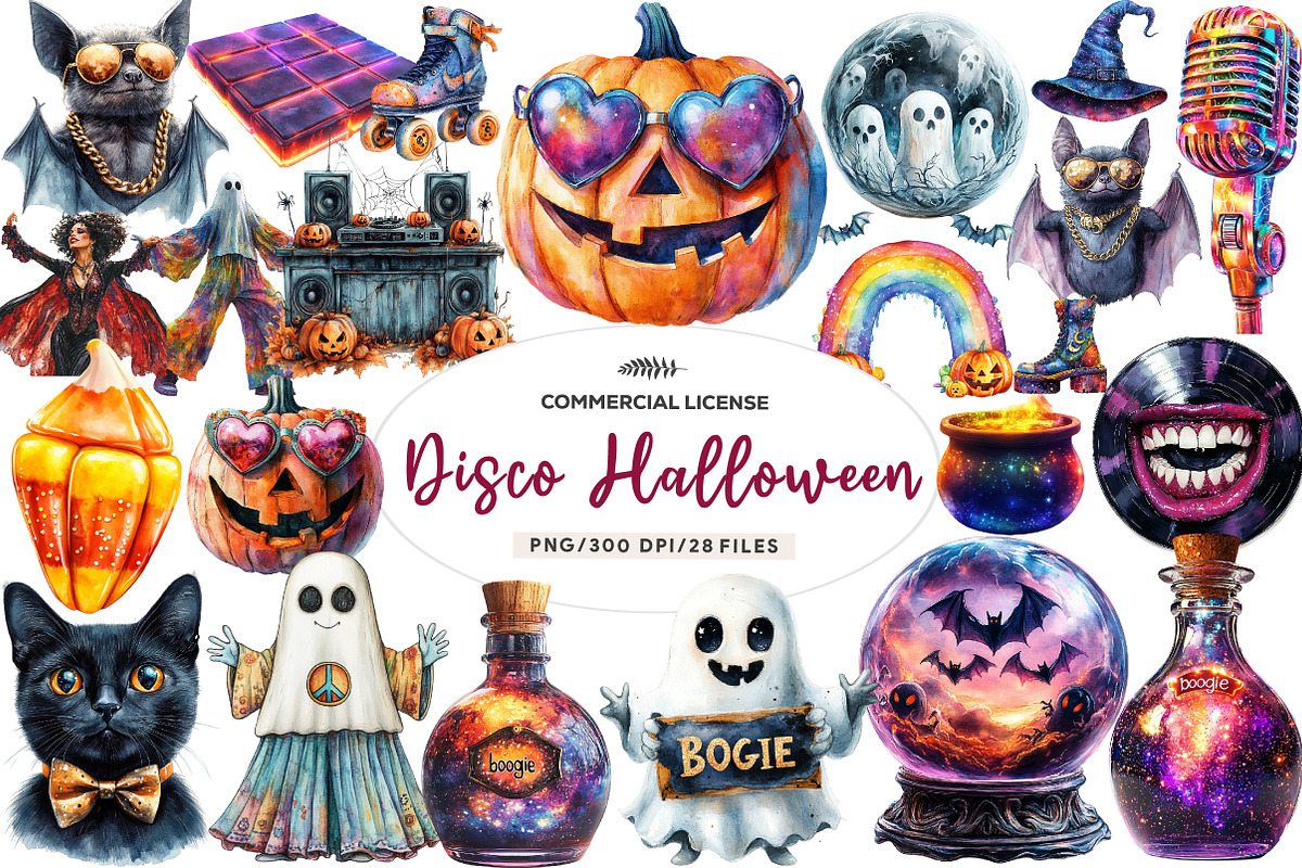 Disco Halloween Clipart, an Illustration by CreationArt (Photo 1 of 5)