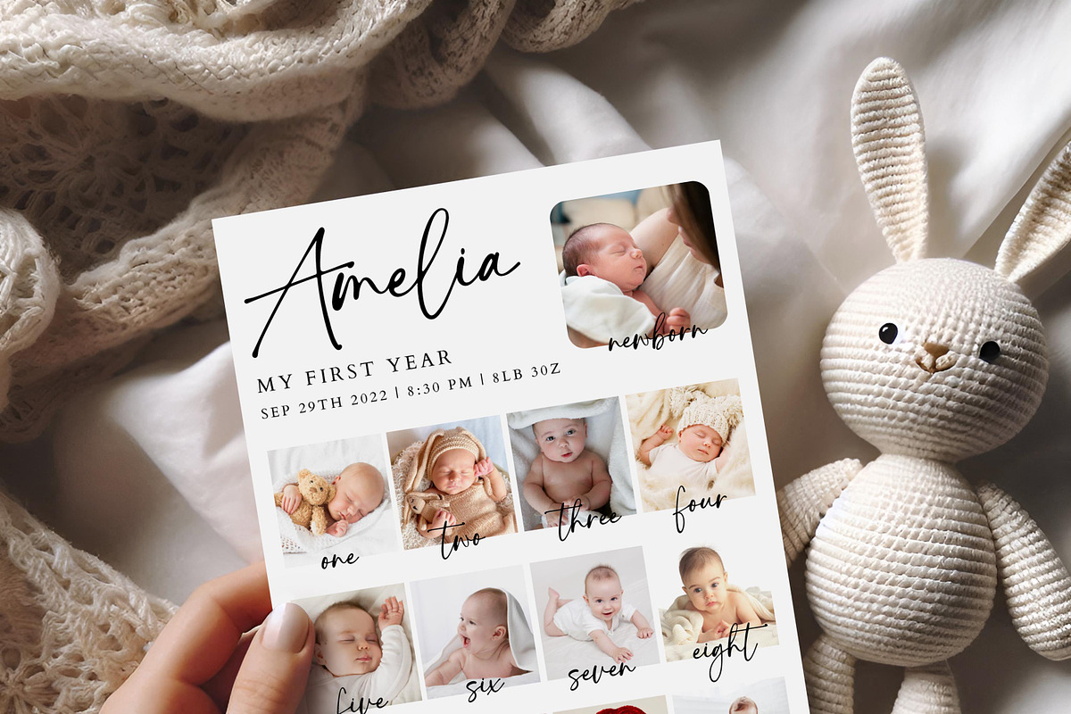 Baby 1st Birthday Milestone Board, a Poster Template by LucaTheme (Photo 4 of 6)