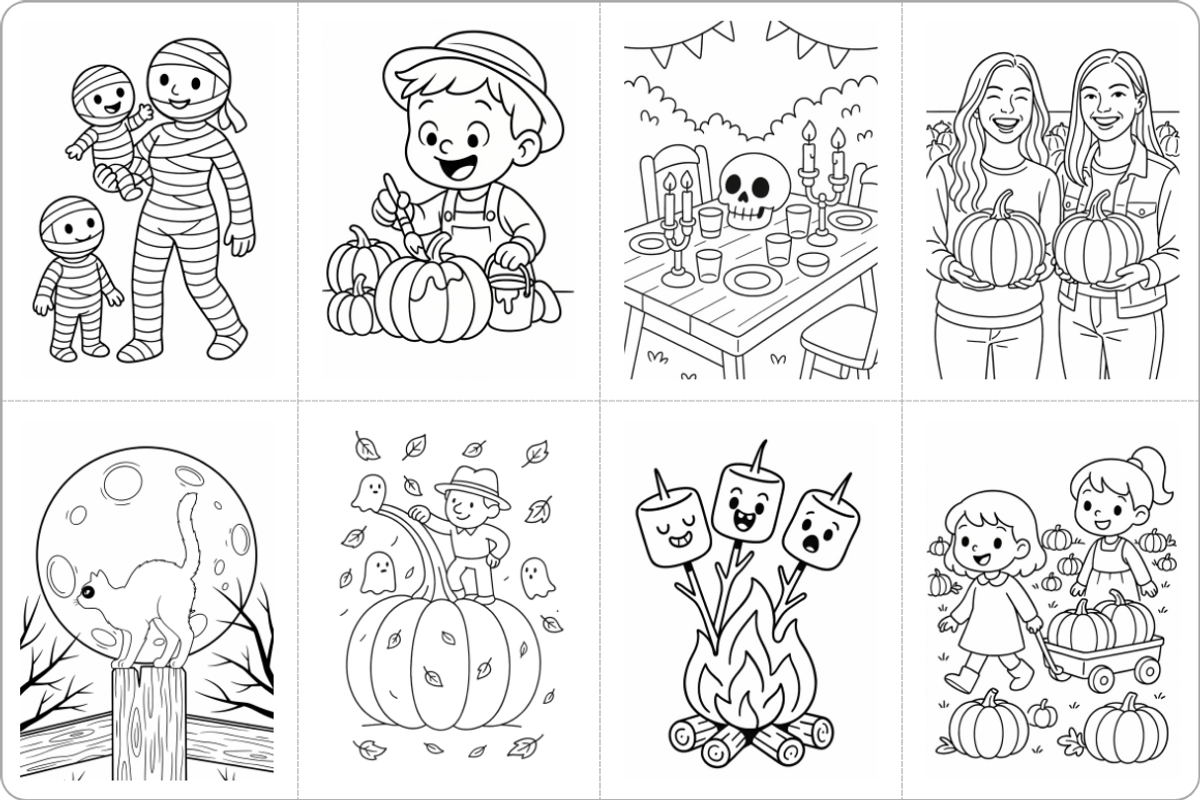 Halloween Activity Coloring PDF Page, a Seasonal Illustration by Nuvame Arts & Designs (Photo 4 of 8)