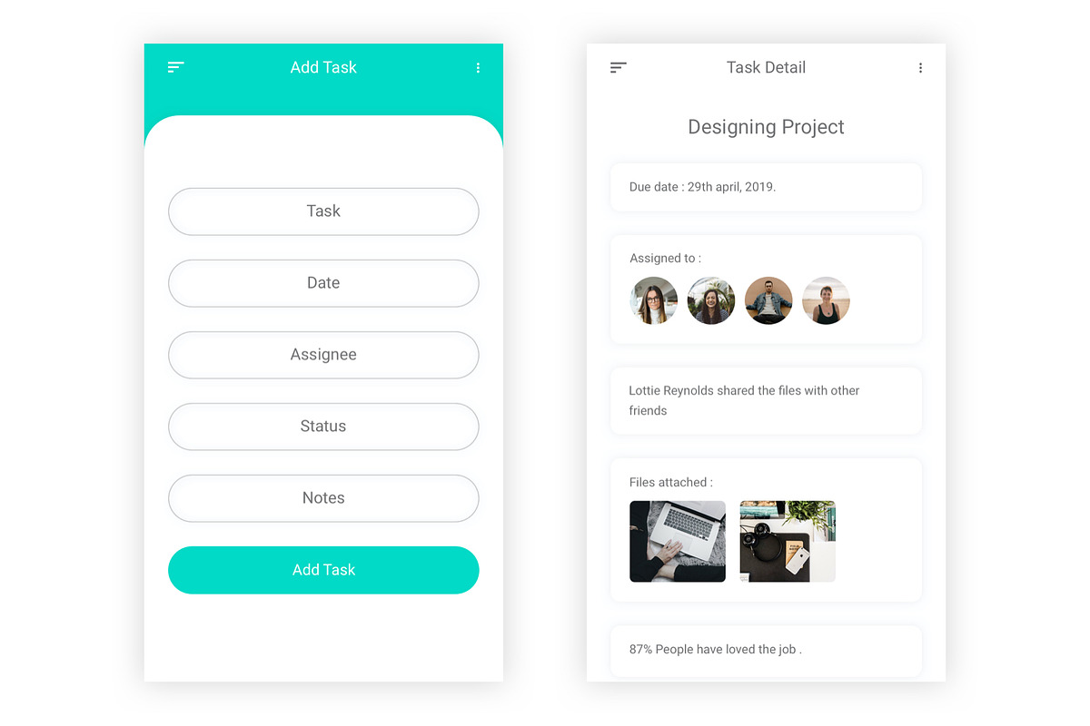 Daily Task Management Photoshop App, an UI Kit Template by themelove