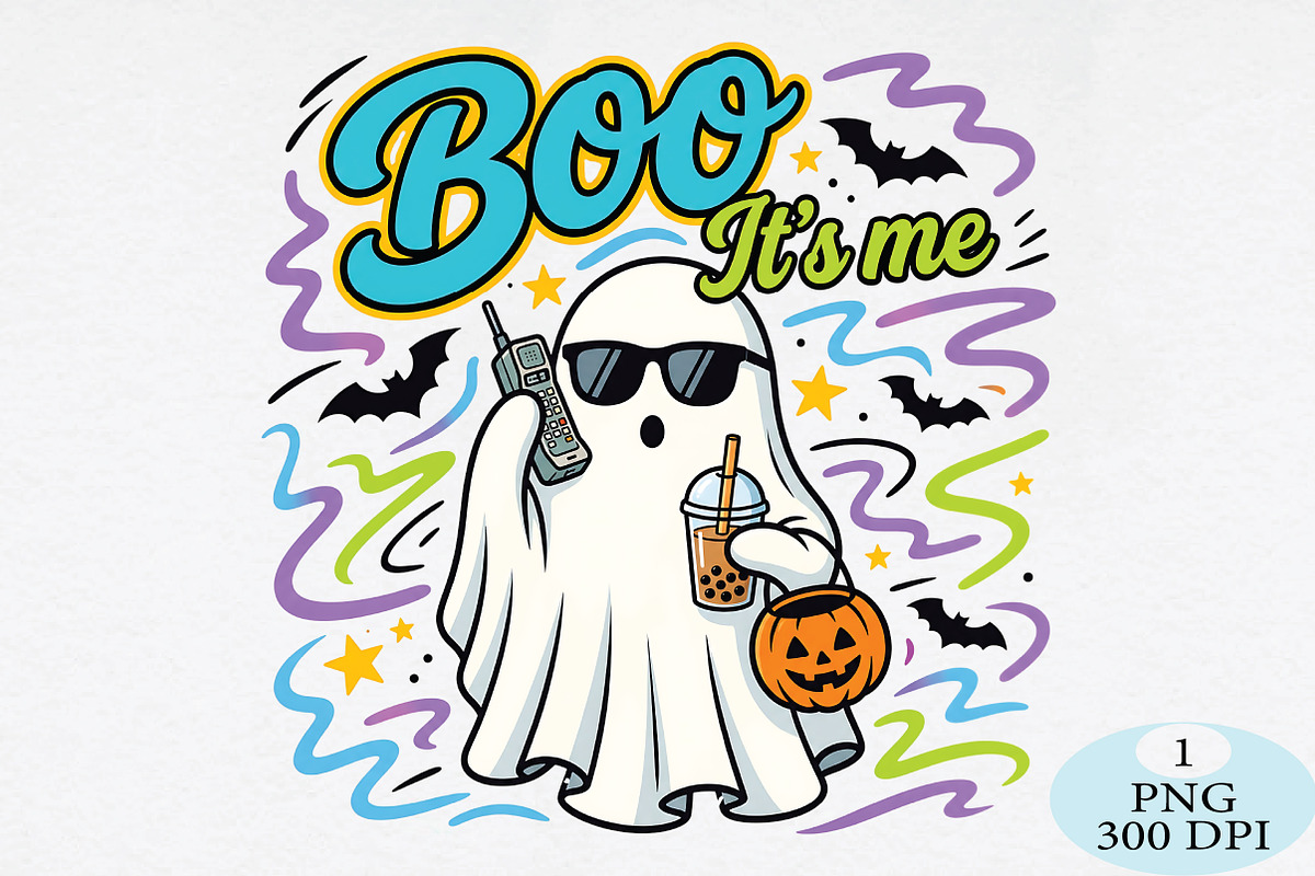 Cute Halloween Coffee Ghost Boo PNG, a Seasonal Illustration by Daily.Designs (Photo 1 of 5)
