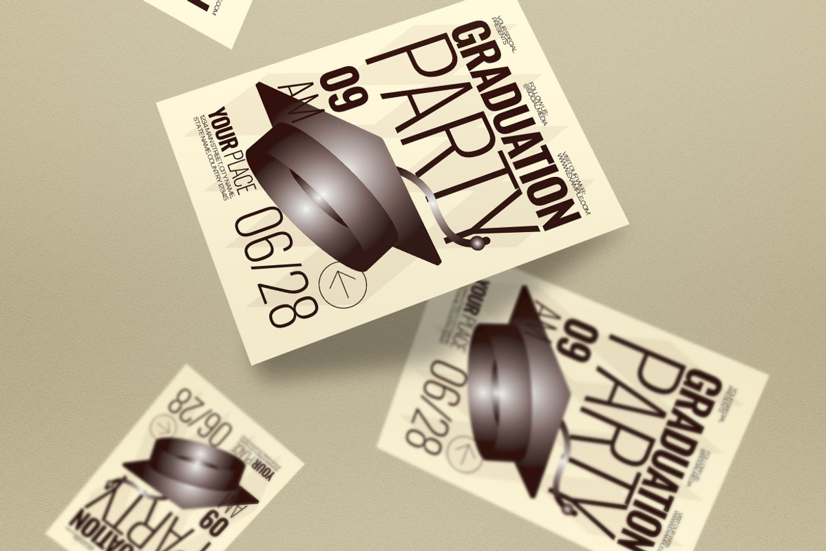 Beige Graduation Party Invitation, a Card Template by graphicook (Photo 2 of 3)