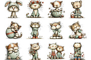 Whimsical Easter Cats Clipart, an Illustration by Designking (Thumbnail 2 of 5)