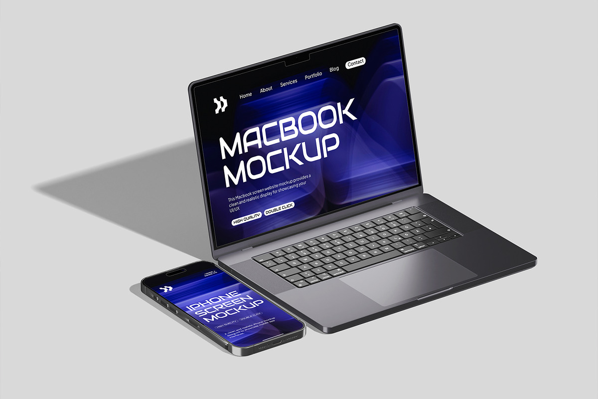 MacBook and iPhone Mockup, a Wearable Device Mockup by Unerispace (Photo 6 of 6)