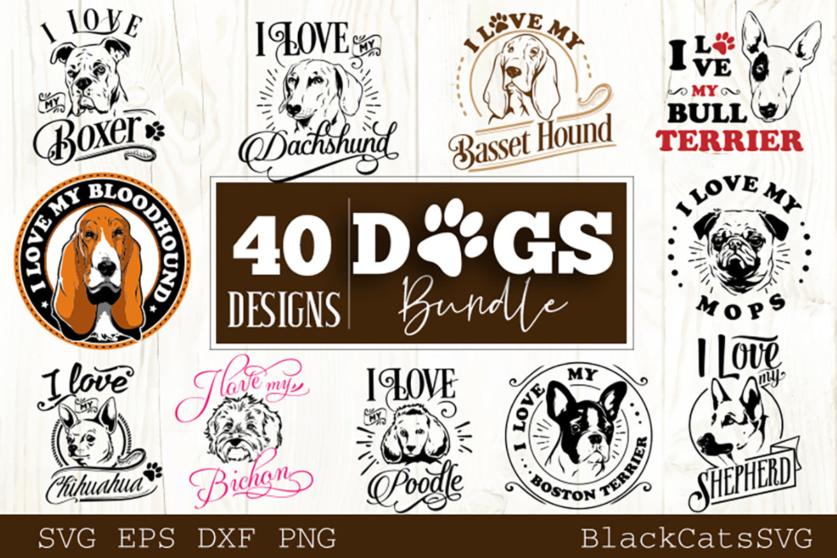 Dogs SVG bundle 40 designs, an Illustration by BlackCatsMedia (Photo 2 of 4)