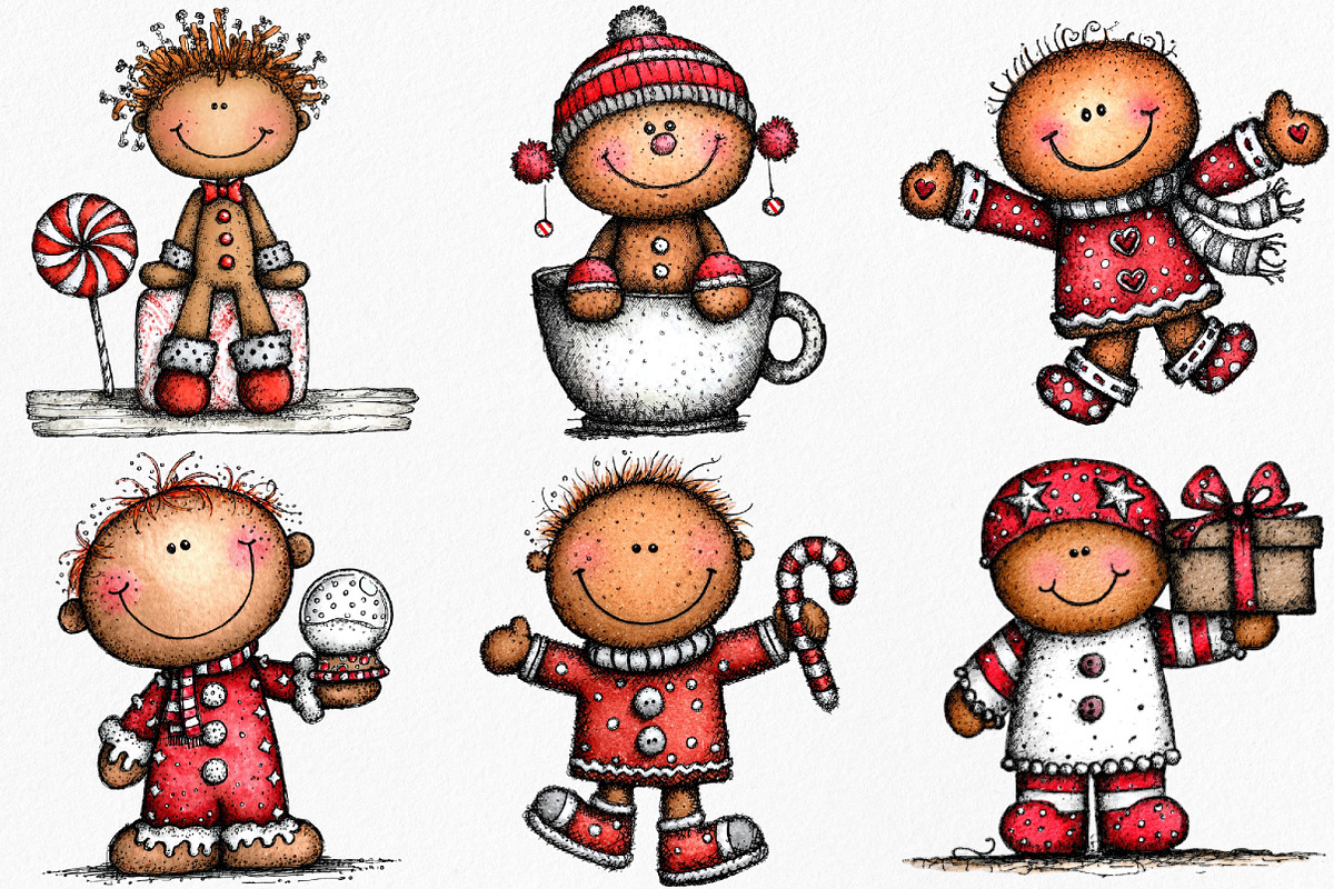 Whimsical Gingerbread Man Clipart, an Illustration by Canvas Craft (Photo 4 of 7)