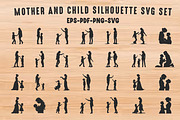 Mother and Child SVG Silhouette Set, a Person Illustration by Gfx Expert Team (Thumbnail 1 of 3)