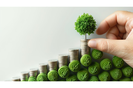 Businessman holding coin with tree, a Business Photo by ZinetroN