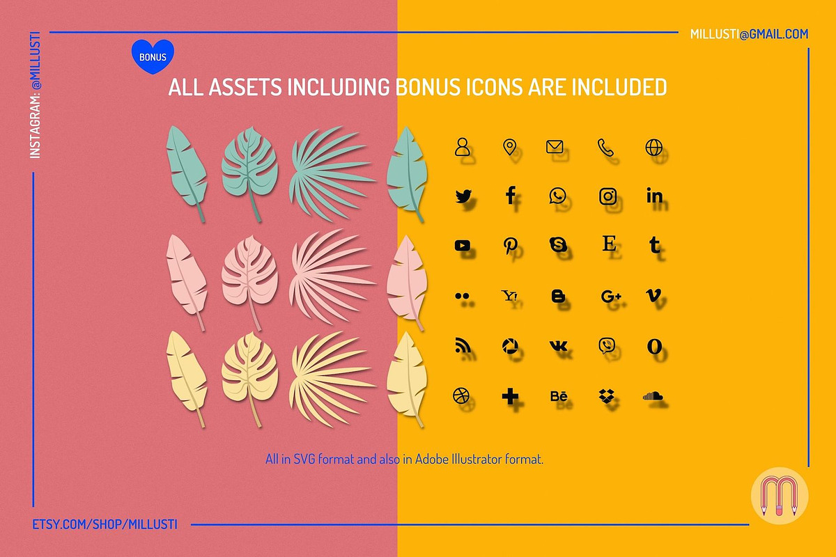 Natural Tropical Leaves Resume Canva, a Resume Template by Millusti (Photo 7 of 9)