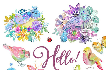 Watercolor Floral spring big set