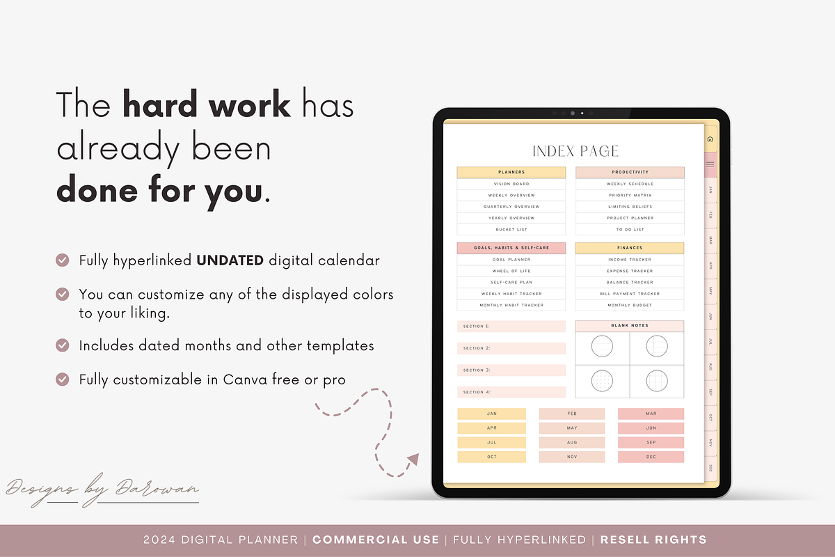 Undated Digital Planner PLR, a Marketing Template by Designs by Darowan (Photo 3 of 10)