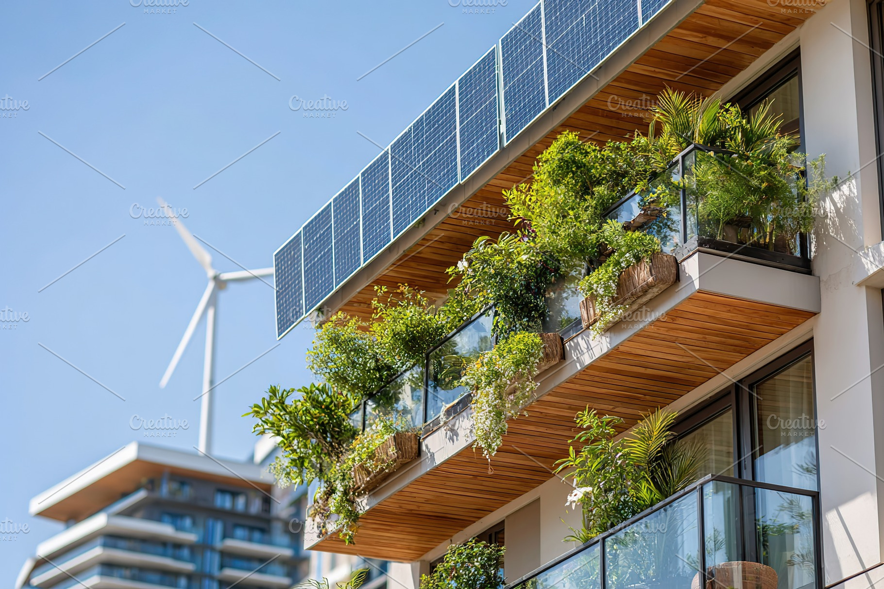 City apartment with sustainable features and lush greenery enhances urban livin, a Photo by AlyaAnd