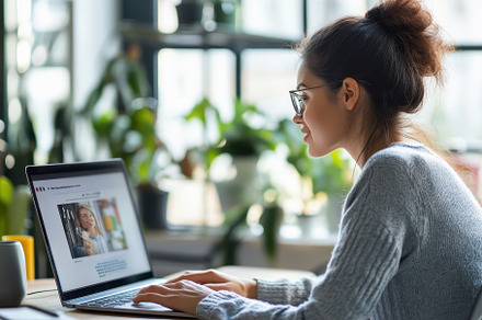 Latin woman working remotely, a Photo by Pavel_design