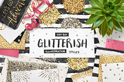 100 Glitter Ai Swatches + Extras!, a Layer Style Add-On by Pink Coffie (Thumbnail 1 of 5)