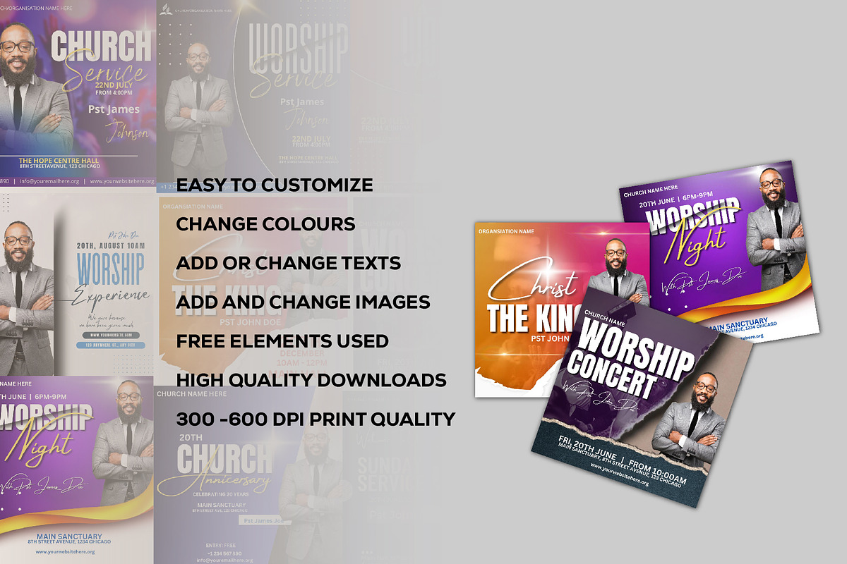 Church Flyer Canva Templates Bundle, a Social Media Template by Sipi_Graphics (Photo 2 of 3)