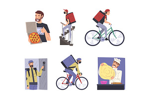 Delivery Service of Takeaway Food, a Person Illustration by TopVectors