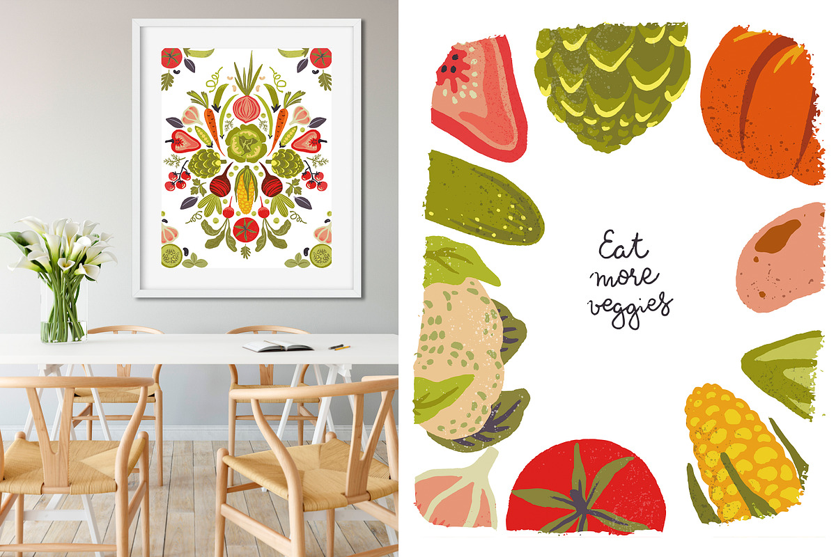 Fruits and Vegetables. Vector set, a Food Illustration by Molly art (Photo 7 of 13)