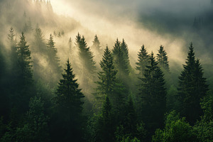 Sunlight streaming through the trees, a Photo by Pavel_design
