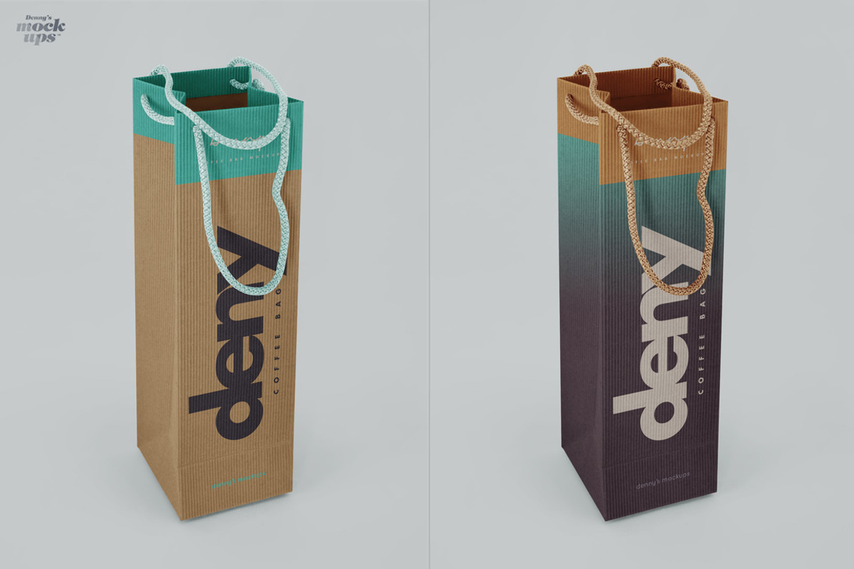 Corrugated Paper Bag 3 Types Mockup, an Advertising Mockup by Denny's Mock-ups (Photo 2 of 6)